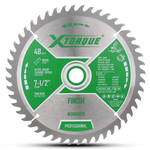 Xtorque WZ1904820 190mm (7-1/2"") 48-Tooth Wood Finish Carbide Tipped Saw Blade