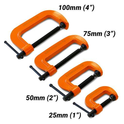 Techsmart T4GC14 4pce 25mm-100mm General Purpose G-Clamp Set