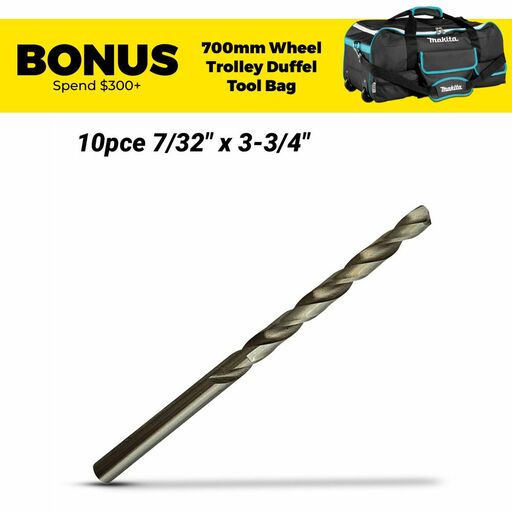 Makita D-80880 10-Pack 7/32" x 3-3/4" HSS-GS Metal Drill Bits