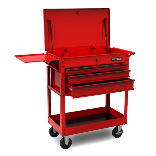 Daytona D4CARD 30" 4 Drawer Utility Cart with Full Lid - Red