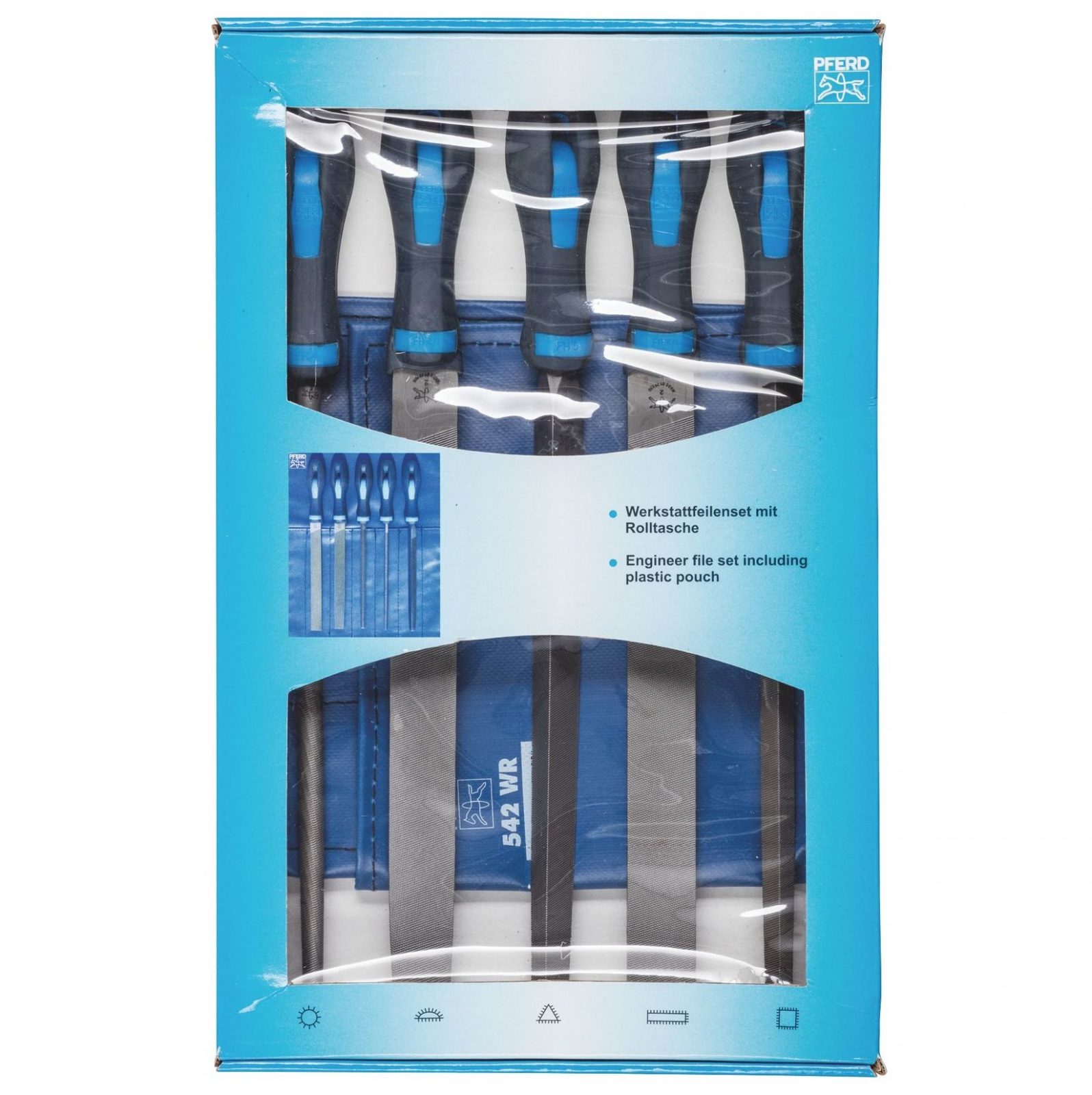 PFERD 11801542 5 Piece 2nd Cut File Set Roll Case 250mm 542 WRU C2