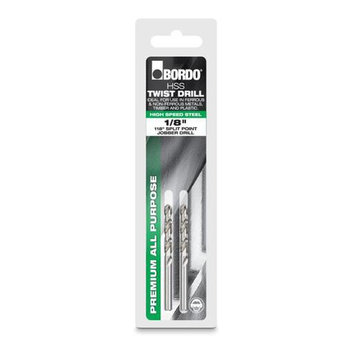 Bordo 2006-1/16S 1/16" Bright HSS Jobber Drill - 2Pk Clam