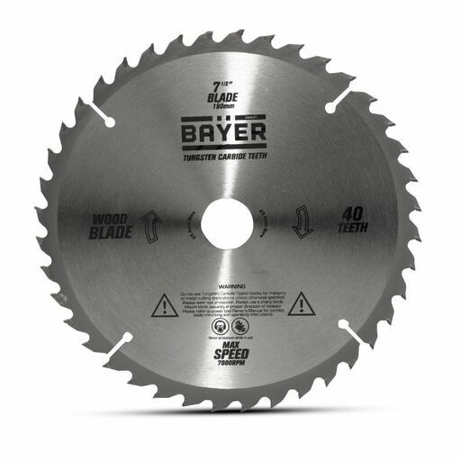 Bayer BMS190CUBL 190mm 40 tooth suitable for 25.4mm / 1" Shaft Saw Blade