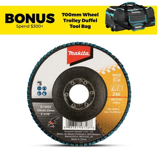 Makita D-74223 125mm Eco Flap Disc 40# - Zirconia Flat