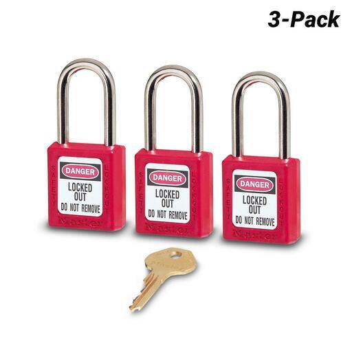 Master Lock 0410REDKA3 3-Pack Red Lockout Padlock