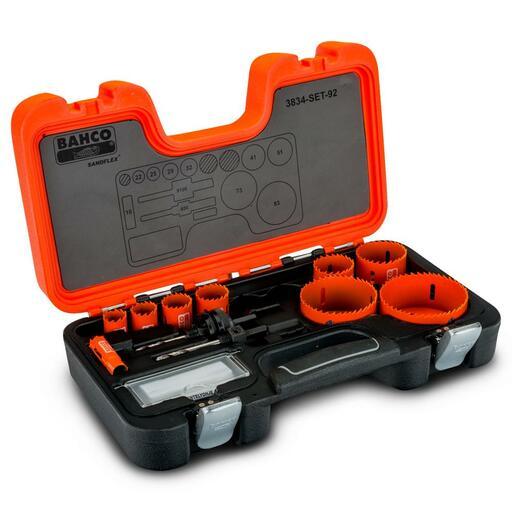 Bahco 3834-SET-92 11pce 16-83mm Sandflex Metal & Wood Boards Bi-Metal Holesaw Set