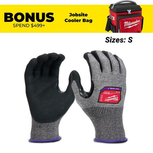 Milwaukee 48737010 CUT F (7) High Dexterity Nitrile Dipped Gloves (SMALL)