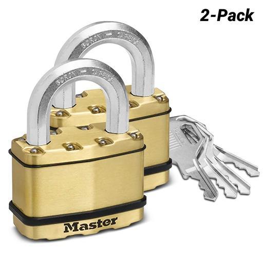 Master Lock M15BTAU 2-Pack 64mm (2-1/2") Excell Brass Covered Laminated Steel Padlock