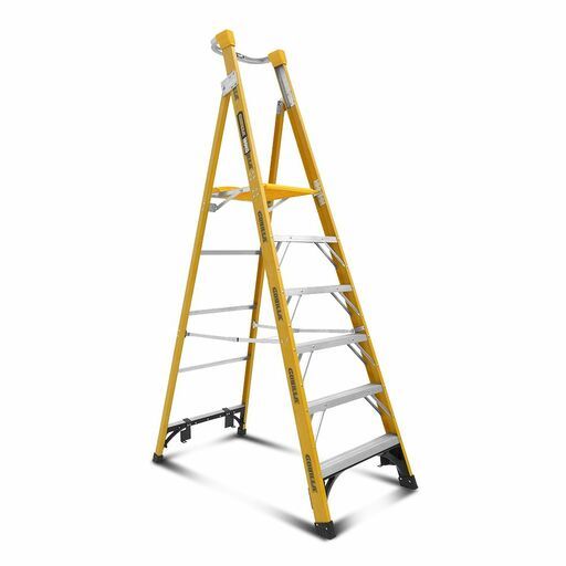 Gorilla FPL006-HD 6-Step 1.8m 180kg Fibreglass Aluminium Industrial Platform Ladder