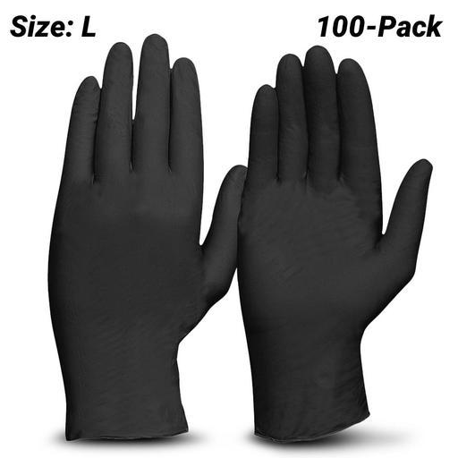 Pro Choice MDNPFHDL Heavy Duty Disposable Nitrile Powder Free Black Gloves (LARGE)