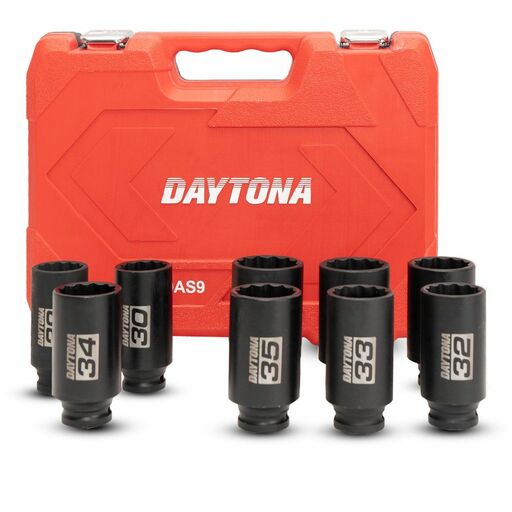 Daytona DDAS9 9pce 1/2" Drive 12 Point Deep Axle Nut Metric Socket Set