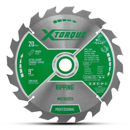 Xtorque WB2302025 Single 230mm (9") 20-Tooth Wood Ripping Carbide Tipped Saw Blade