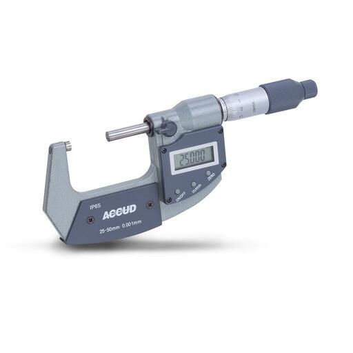 Accud AC-313-002-02 25-50mm (1-2") IP65 Coolant Proof Digital Outside Micrometer
