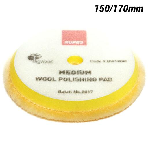 Rupes 9.BW180M/1 Single-Pack 150/170mm Big Foot Yellow Medium Wool Polishing Pad