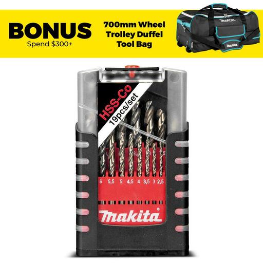 Makita D-67561 19pce 1-10mm Metric HSS-Cobalt Drill Bit Set