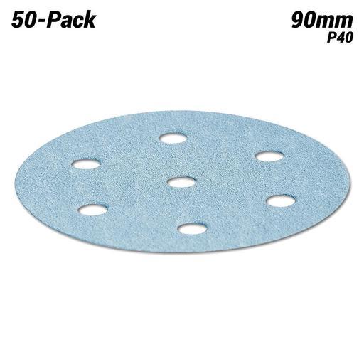 Festool STF D90/6 P40 GR/50x (497363) 50-Pack 90mm (3-1/2") 6 Hole P40 Grit Granat Abrasive Discs