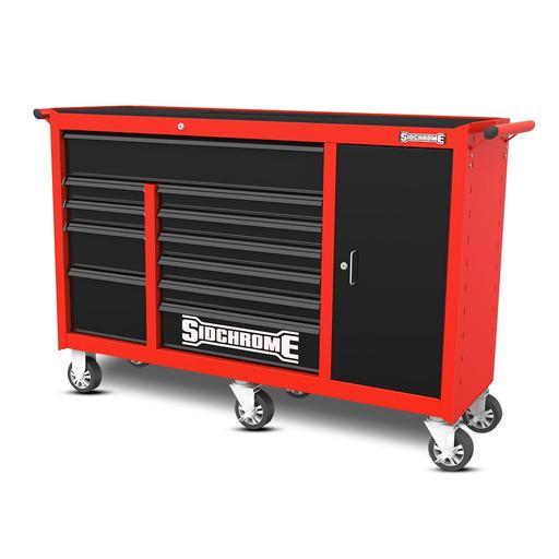Sidchrome SCMT50276RB 11 Drawer Triple Bank Roller Cabinet - Red & Black