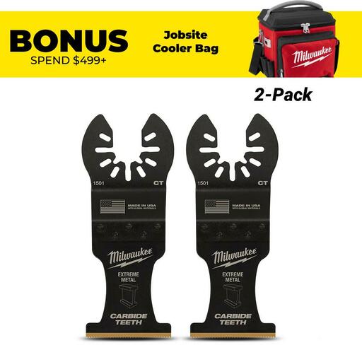 Milwaukee 49251502 2-Pack 35mm (1 3/8") OPEN-LOK Extreme Metal Titanium Enhanced Carbide Teeth Blade