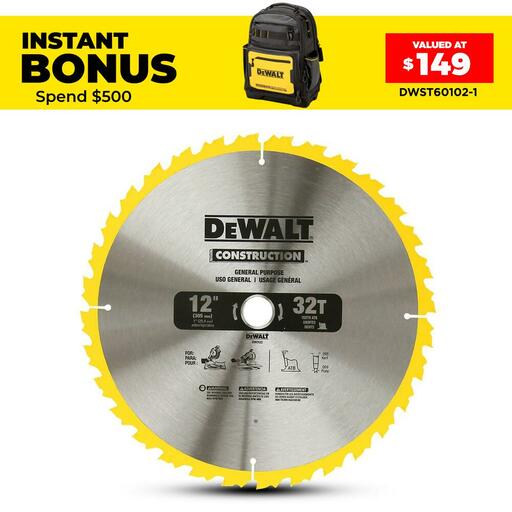 DeWalt DW3123 305mm (12") 32T Construction Circular Saw Blade