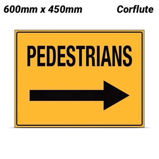 Uniform Safety Signs 867LC 600mm x 450mm Corflute Pedestrians (Arrow Right) Sign