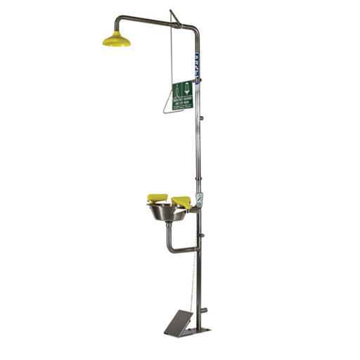 Pratt SE607T316 Combination Shower Triple Nozzle Eye & Face Wash with Bowl & Foot Treadle