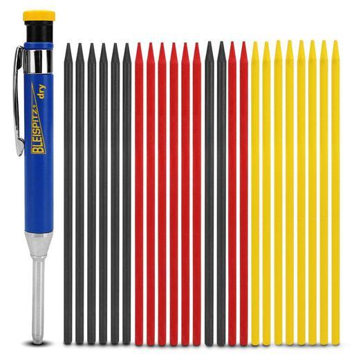 Bleispitz 1362KIT Metal Dry Profi Deep Hole Marker with Mixed Refills - MADE IN EUROPE