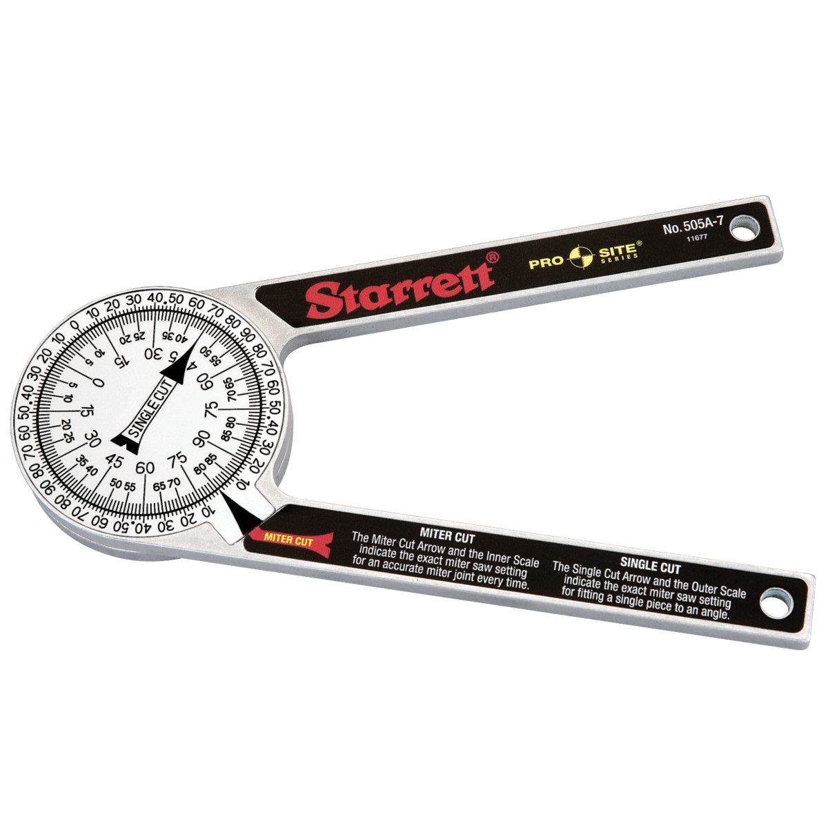 Starrett 505A-7 Pro Site Series Mitre Saw Protractor 175mm (7″) 11677 – Made in USA