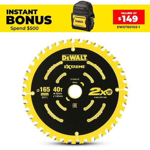 DeWalt DT10640-QZ 165mm (6.5") 40T Extreme Circular Saw Blade