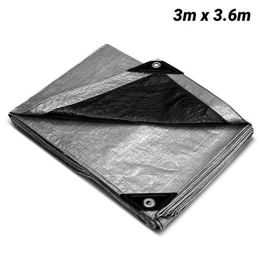 Polytuf SB1012 3m x 3.6m Extra Heavy Duty Silver/Black Tarp