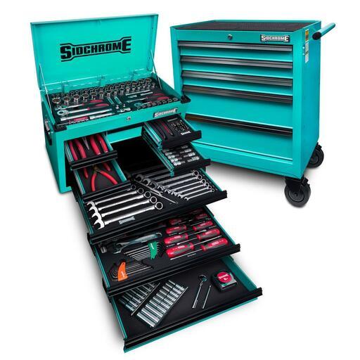 Sidchrome SCMT10160HT 204pce 13 Drawer Teal Hyper Colour Series Tool Chest & Cabinet Set