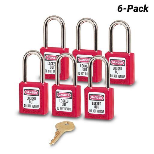 Master Lock 0410REDKA6 6-Pack Red Lockout Padlock