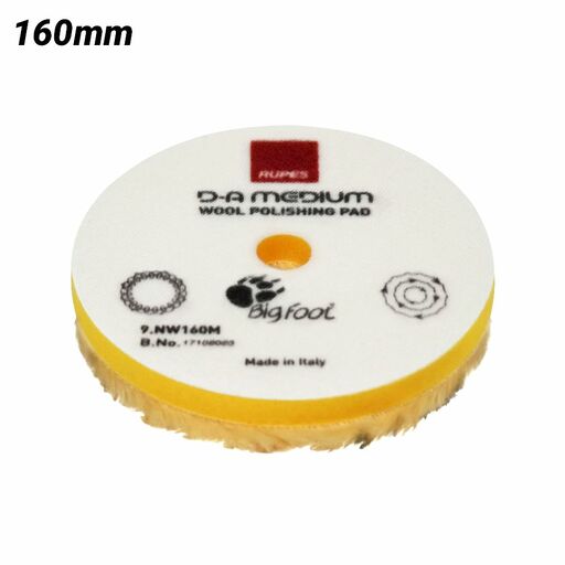 Rupes 9.NW160M 160mm (6") x 15mm D-A Medium Microfiber Wool Polishing Pad - Yellow