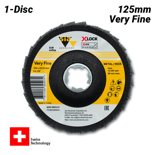 Sia Abrasives F03E0085DA 125mm Very Fine 6240 X-Lock SCM Flap Disc
