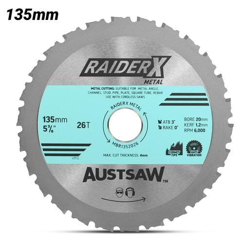 Austsaw MBR1352026 135mm (5-3/8") x 20mm x 27T RaiderX Metal Blade