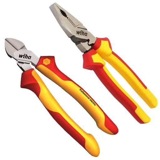 Wiha 43582 + 41250 2-Pack 1000V Side Cutter & Combination Plier Set
