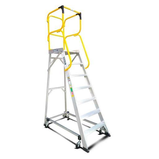 Bailey FS13878 7 Step 1.95m 150kg Aluminium Industrial Order Picking Platform Ladder