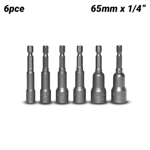 MAGNUS MNNS6H14 6 x 1/4" Hex Magnetic 65mm Nut Setters: 6mm, 8mm, 9mm, 10mm, 12mm, 13mm