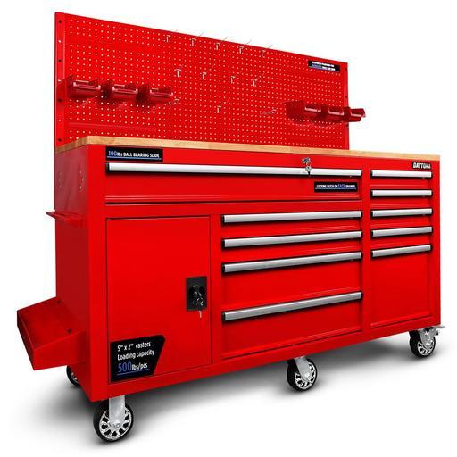 Daytona D62WB 62" Heavy Duty 10 Drawer Work Bench - Red