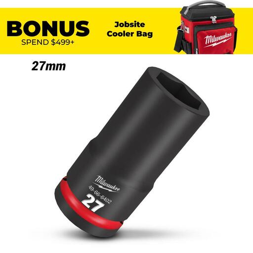 Milwaukee 49666402 3/4" Drive 27mm Metric Shockwave Deep 6 Point Impact Socket