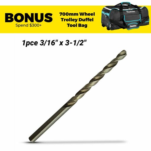 Makita D-80743 3/16" x 3-1/2" HSS-GS Metal Drill Bit
