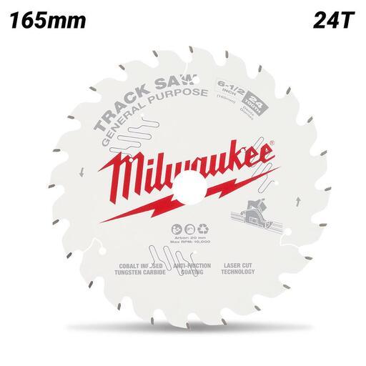 Milwaukee 48400624 165mm (6-1/2") 24T Wood Track Saw Blade General Purpose to suit M18FPS55 Track Saw