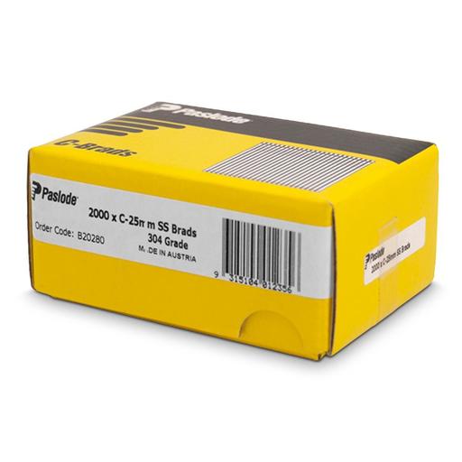 Paslode B20280 2000-Pack C Series 25mm 16 Gauge Stainless Steel Brad Nails