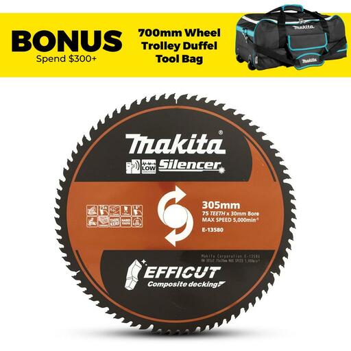 Makita E-13580 305mm x 30mm x 75T Efficut Composite Decking Silencer TCT Blade