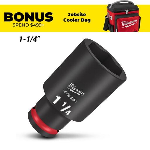 Milwaukee 49666234 1/2" Drive 1-1/4" SAE Shockwave 6 Point Deep Impact Socket