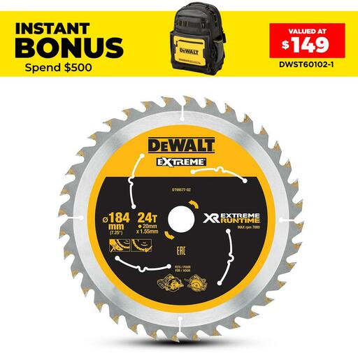 DeWalt DT99577-QZ 184mm (7") 24T Extreme Circular Saw Blade