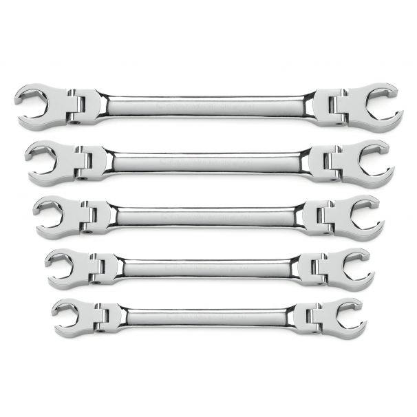 5 Pc. Flex Head Flare Nut Non Ratcheting SAE Wrench Set