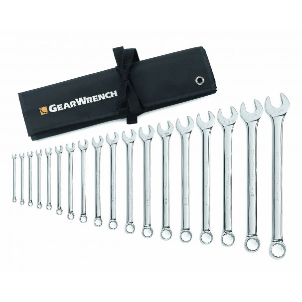 18 Pc. 12 Point Long Pattern Non Ratcheting Combination SAE Wrench Set