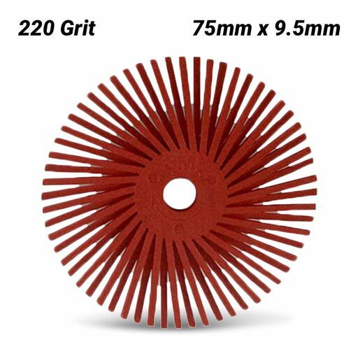 3M 61500176096 75mm x 9.5mm Scotch-Brite 220 Grit Angled Radial Bristle Disc