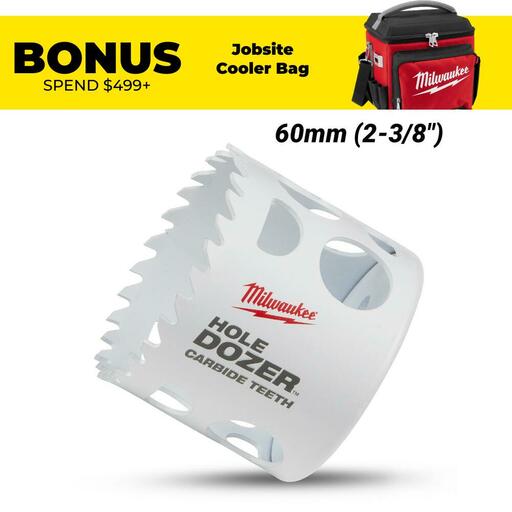 Milwaukee 49560726 60mm (2-3/8") HOLE DOZER Carbide Teeth Bi-Metal Hole Saw