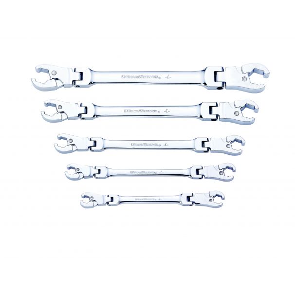 5 Pc. Ratcheting Flex Head Flare Nut SAE Wrench Set